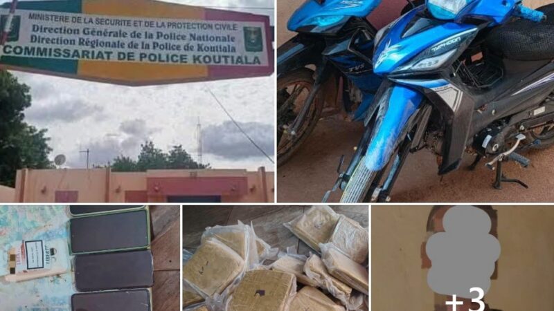 Sécurité à Koutiala : deux présumés braqueurs arrêtés, du cannabis et plusieurs biens saisis